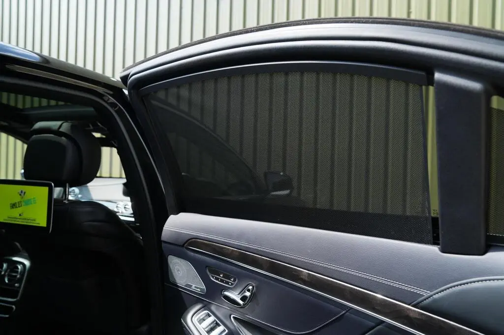 Electric privacy screen and luxury door panel in premium class vehicle